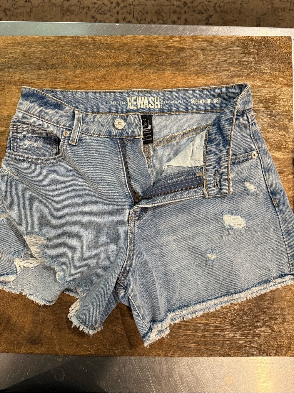 Rewash Super High Rise Light Blue Denim Jean Shorts Size 1/25